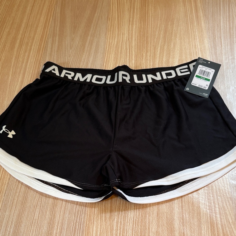 Under Armour Play Up 2.0 Shorts loose fit black white NWT